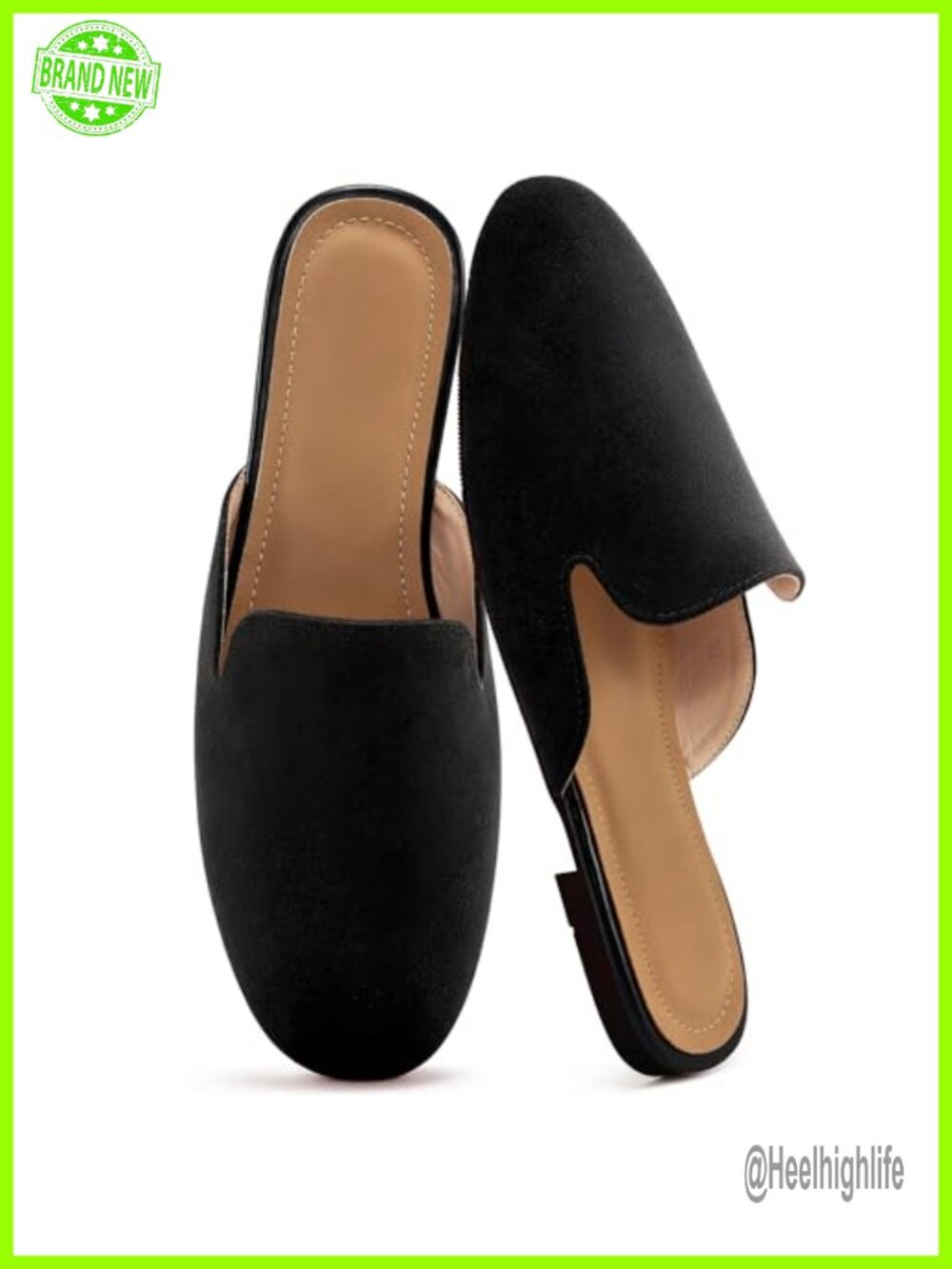 Suede Mules for Women Slip On Flats Round Toe Backless Loafers Comfortable